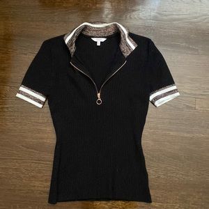 Half zip collard ribbed shirt